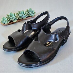 SAS Tripad Comfort Black Leather Open-Toe Sandals Made in USA D6940066 Size 6.5